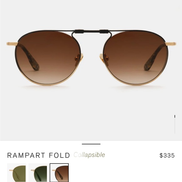 KREWE Rampart Fold Gold and Brown Sunglasses